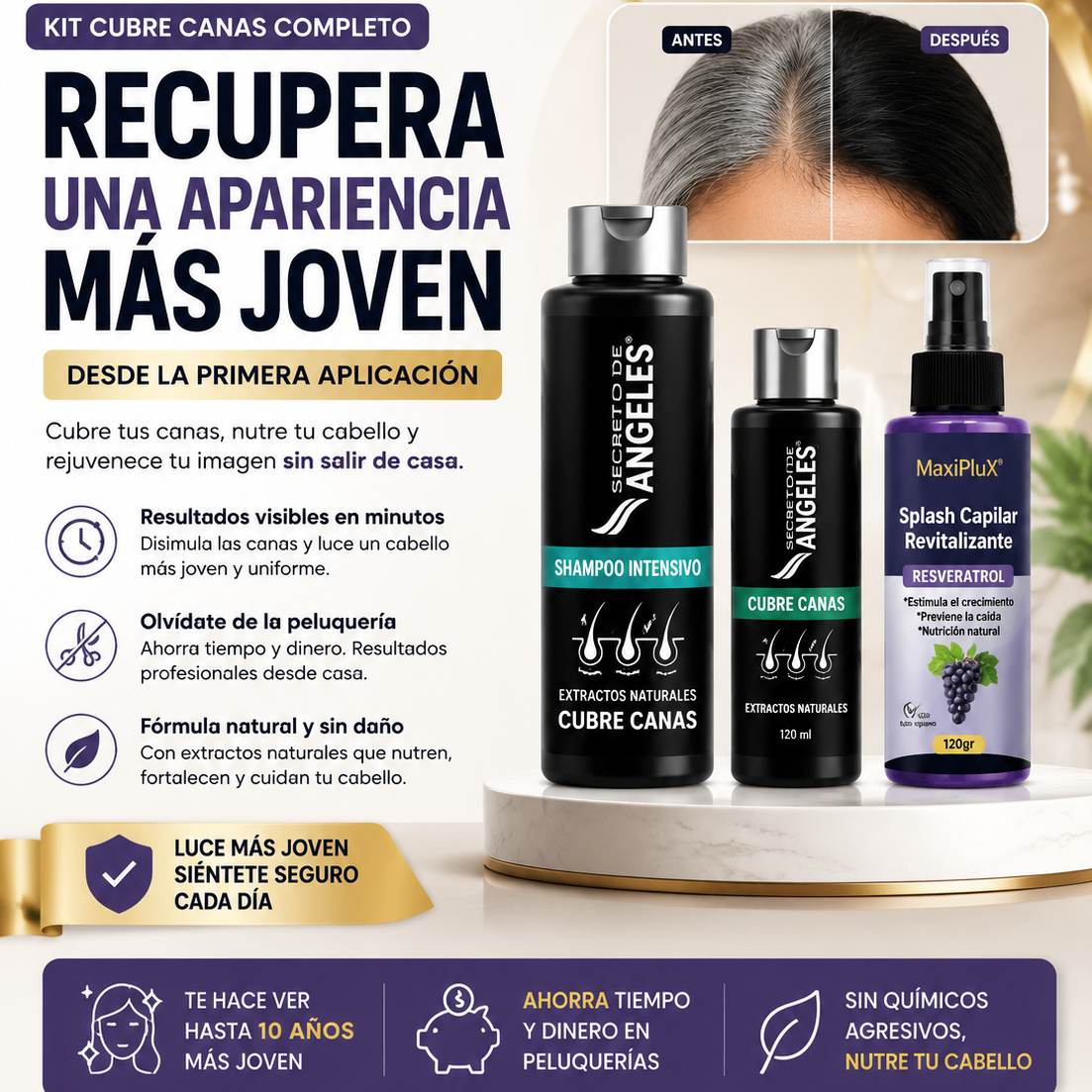 Shampoo Cubrecanas Splas Capilar Resve